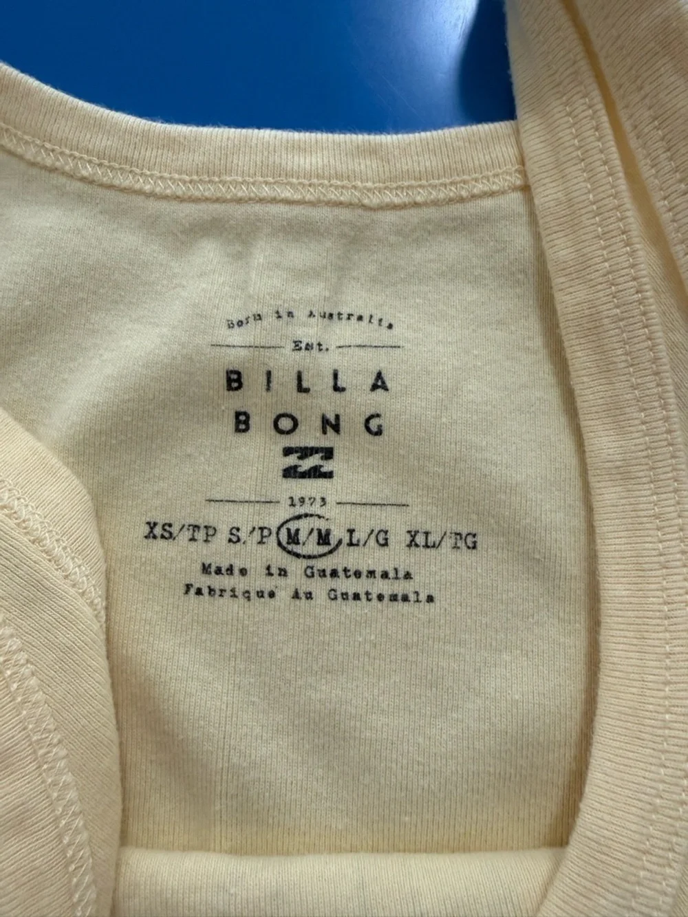 Billabong Yellow Graphic Tank Top with Tropical Sunset. Size XS. Like New